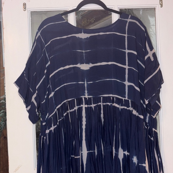 Sold Norblack Norwhite Anthro Navy Grid Print Smock Dress - Casual Women's Dress - Picture 11 of 16